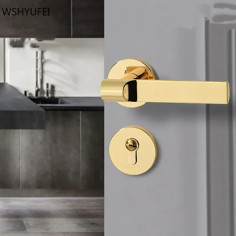 

Aluminium Alloy Indoor Door Handle Lockset Universal Security Bathroom Door Knob Lock Silent Lock Core Household Hardware