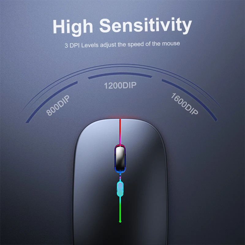 무선 블루투스 RGB 충전식 마우스, 무선 컴퓨터 무소음 마우스, LED 백라이트, 인체공학적 게이밍 마우스, 노트북 PC용