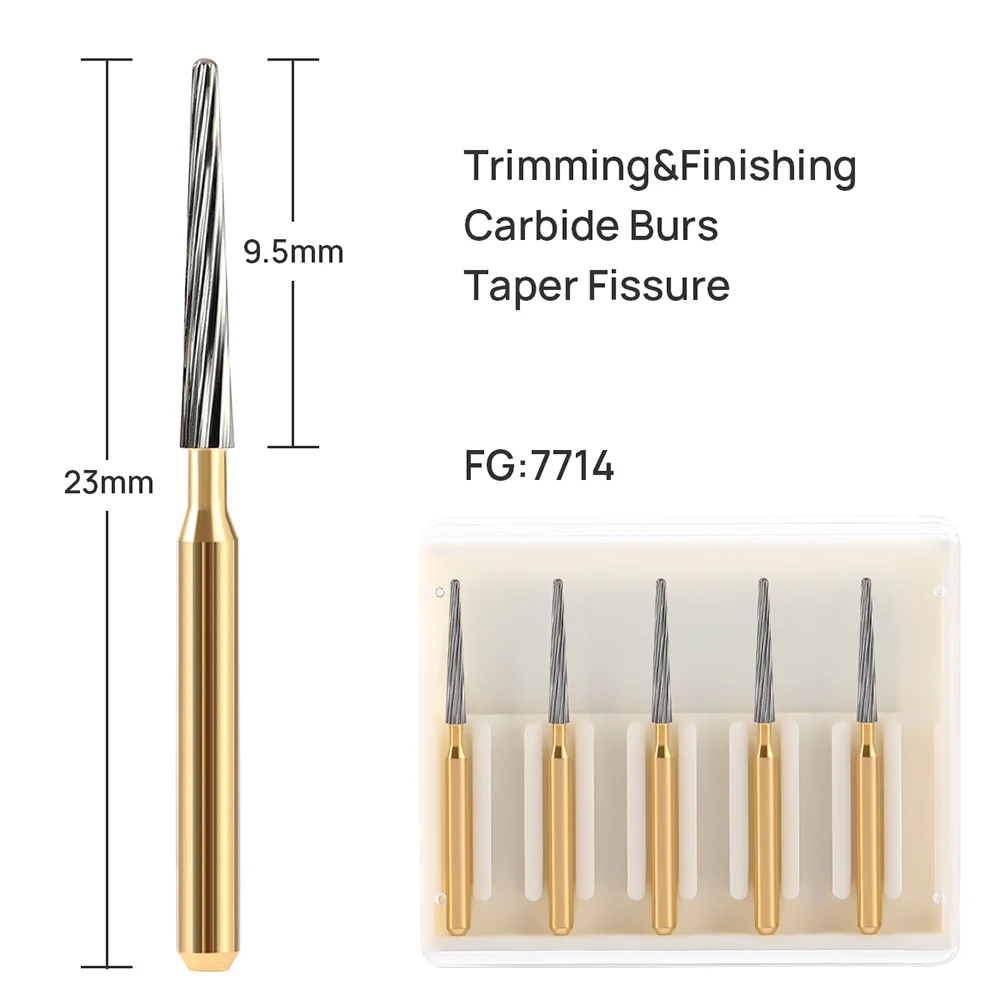 5 stücke AZDENT Dental Hartmetall Bohrer Dental Trimmen Finishing Schleifen Bohrer FG7714 Zahnmedizin Bohrer für High Speed Handstück – Detail 9