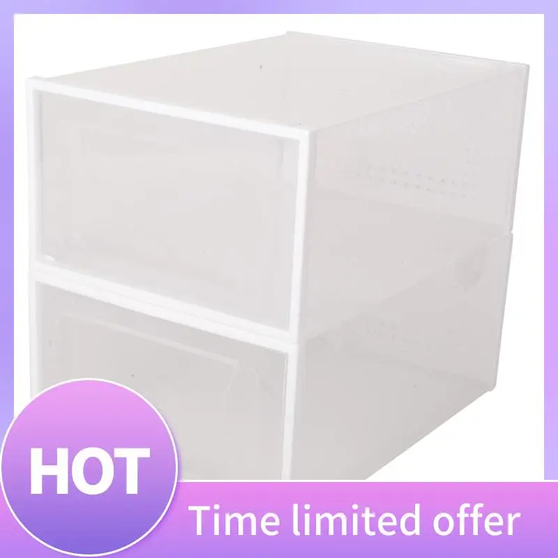 

B69C 5 PCS Transparent Shoe Box Storage Box Transparent Shoe Cabinet Online Celebrity Shoe White