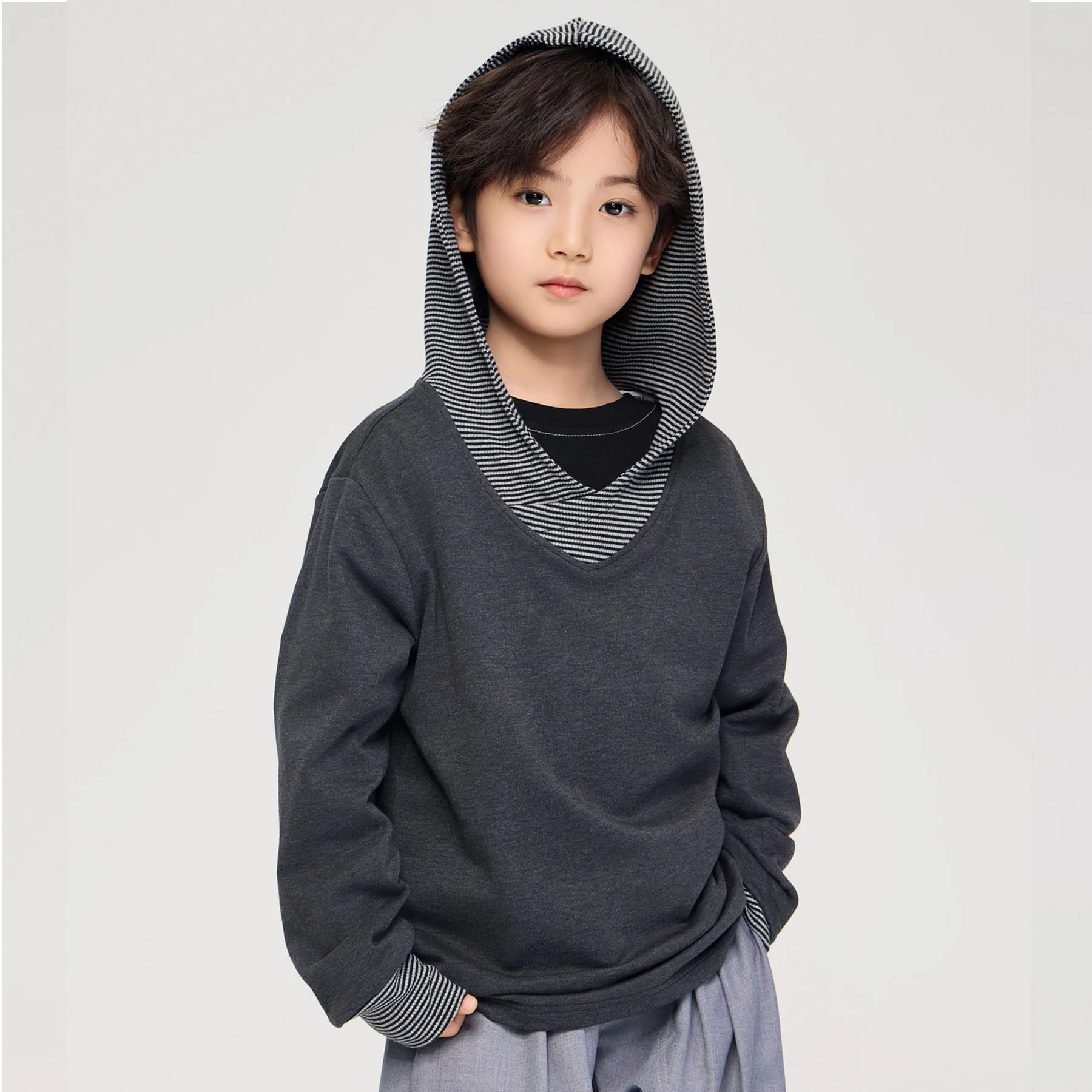 

Толстовка с длинным рукавом и капюшоном для мальчиков, весна 2026, новая коллекция, повседневная, школьная, размеры от 4 до 20