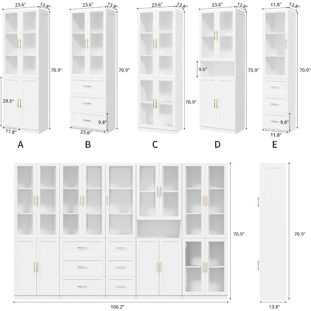 5 Tier Bookshelf with Adjustable Shelf, Modern Large Storage Display Cabinet Set for Home Office, Living Room, Bookcases