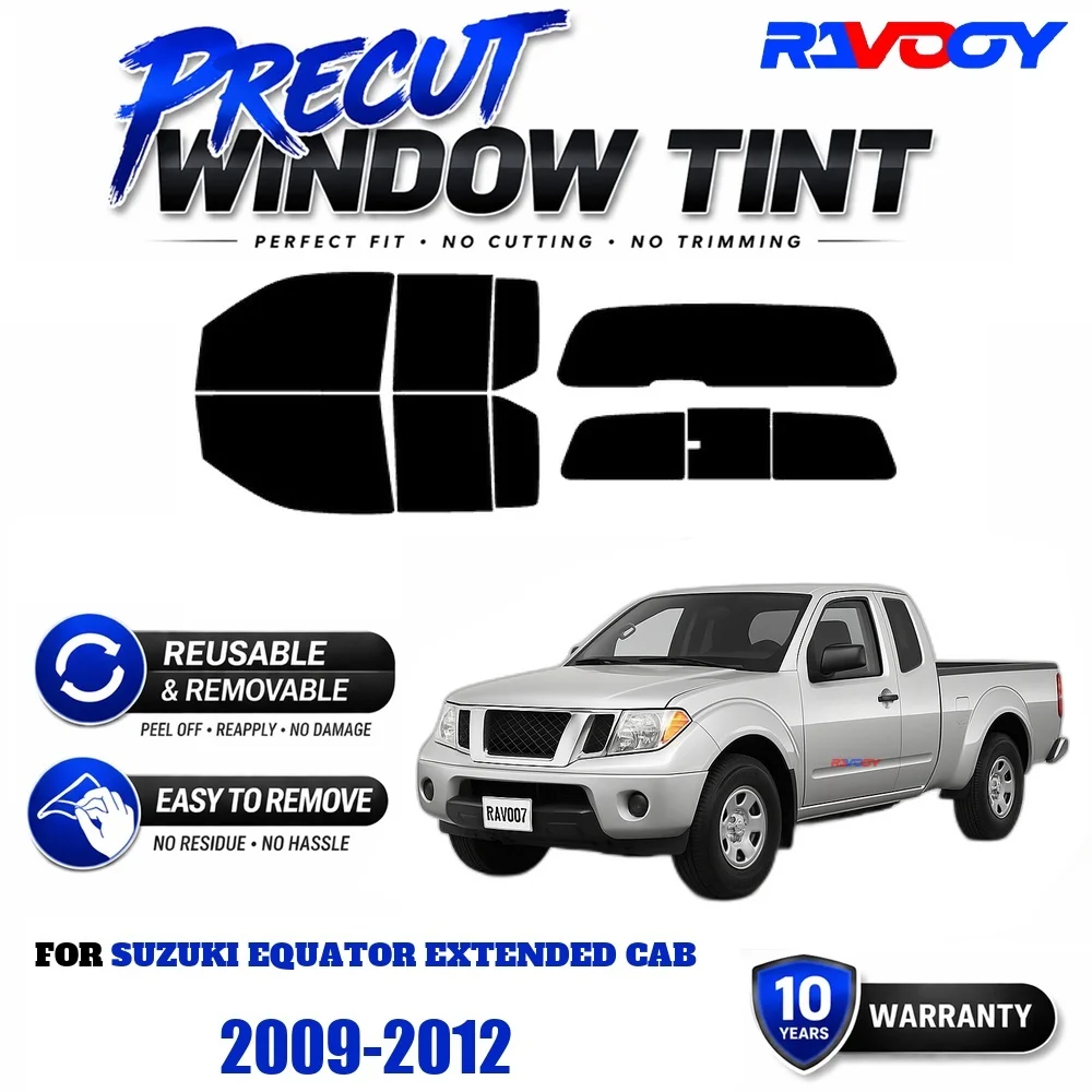 RAVOOY Precut Window Tint, Reusable Removable EPU Film, Custom Fit for Suzuki Equator Extended Cab 2009-2012, UV Heat Protection