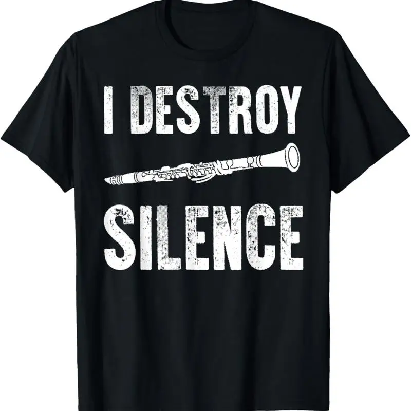 

Футболка I Destroy Silence, забавный музыкант-кларнет-игратель