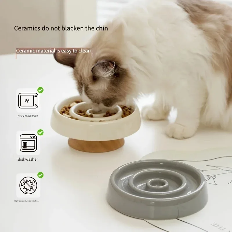 Ciotola in ceramica per mangiatoia lenta per animali domestici - Design anti-Gadping, piatto per alimenti puzzle adatto per cani e gatti