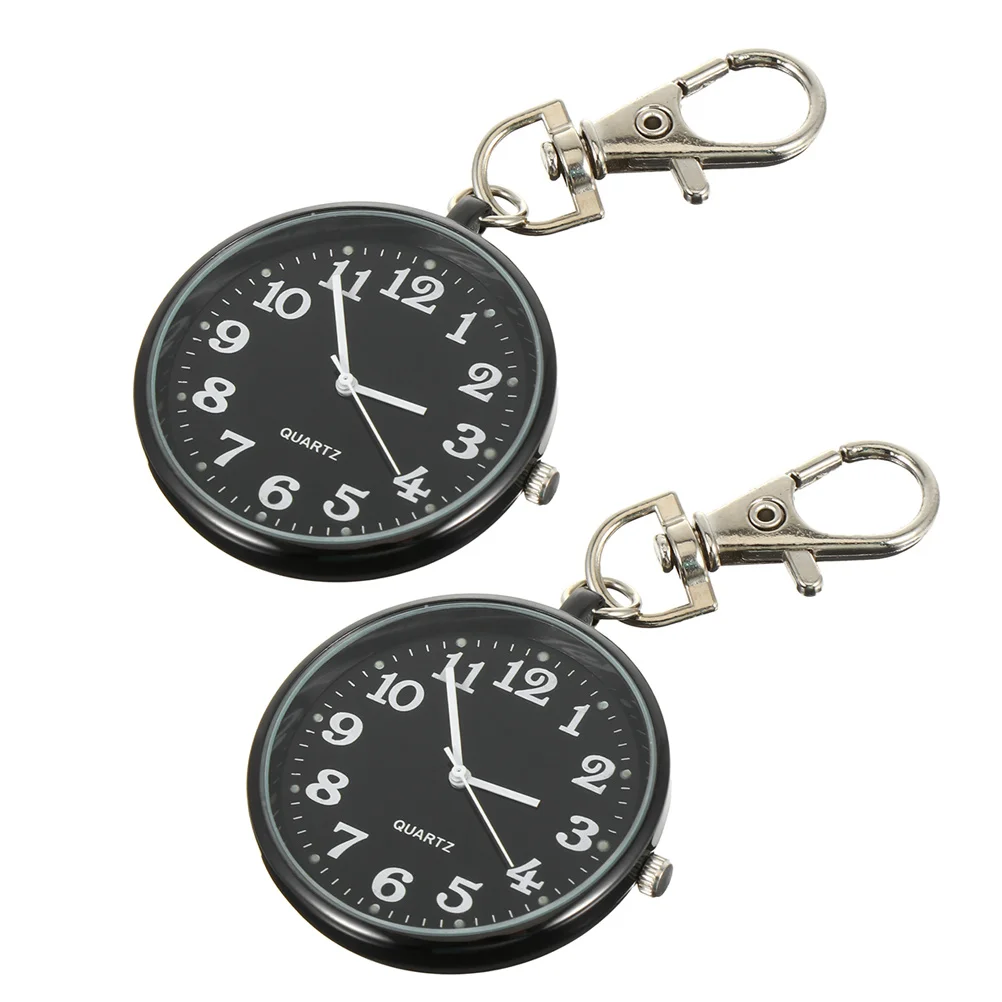 

2Pcs Large Dial Quartz Hanging Watches Digital Keychain Clip Watch Portable Pocket Watches for Nurses Students Elderly Stylish