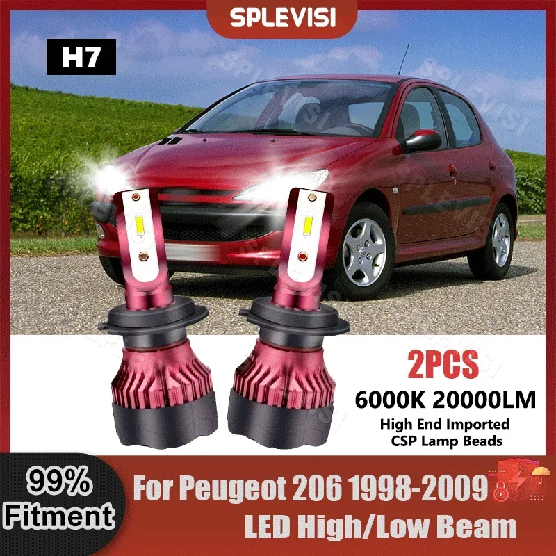 

H7 LED Headlight High/Low Beam Bulbs Plug And Play For Peugeot 206 1998 1999 2000 2001 2002 2003 2004 2005 2006 2007 2008 2009