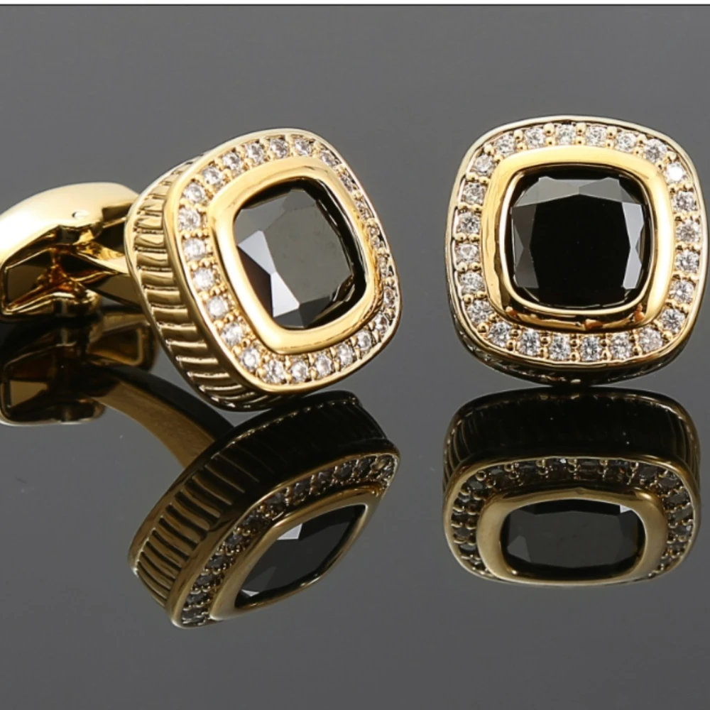

Men's Fashion French Shirt Cufflinks Luxury Rhinestone Square Cuff-link Business Wedding Suits High-end Accessories Jewelry Gift