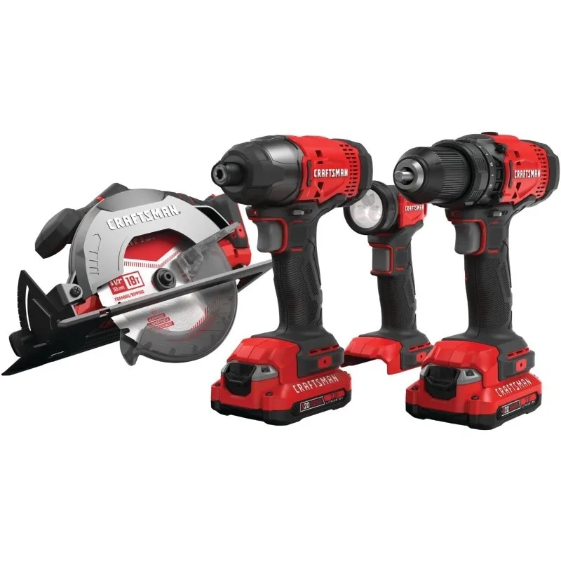 

Аккумуляторный набор инструментов V20 MAX из 4 предметов с бесщеточным двигателем, 2 аккумуляторами и зарядным устройством, 7,98 кг