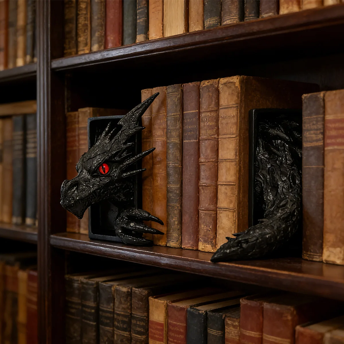 1Pc Resin Decorative Bookend, Resin Dragon Bookend, Gothic Dragon Bookend, Multiple Colors Available, Gothic Style, Creative Sculpture Ornament, Bookend.