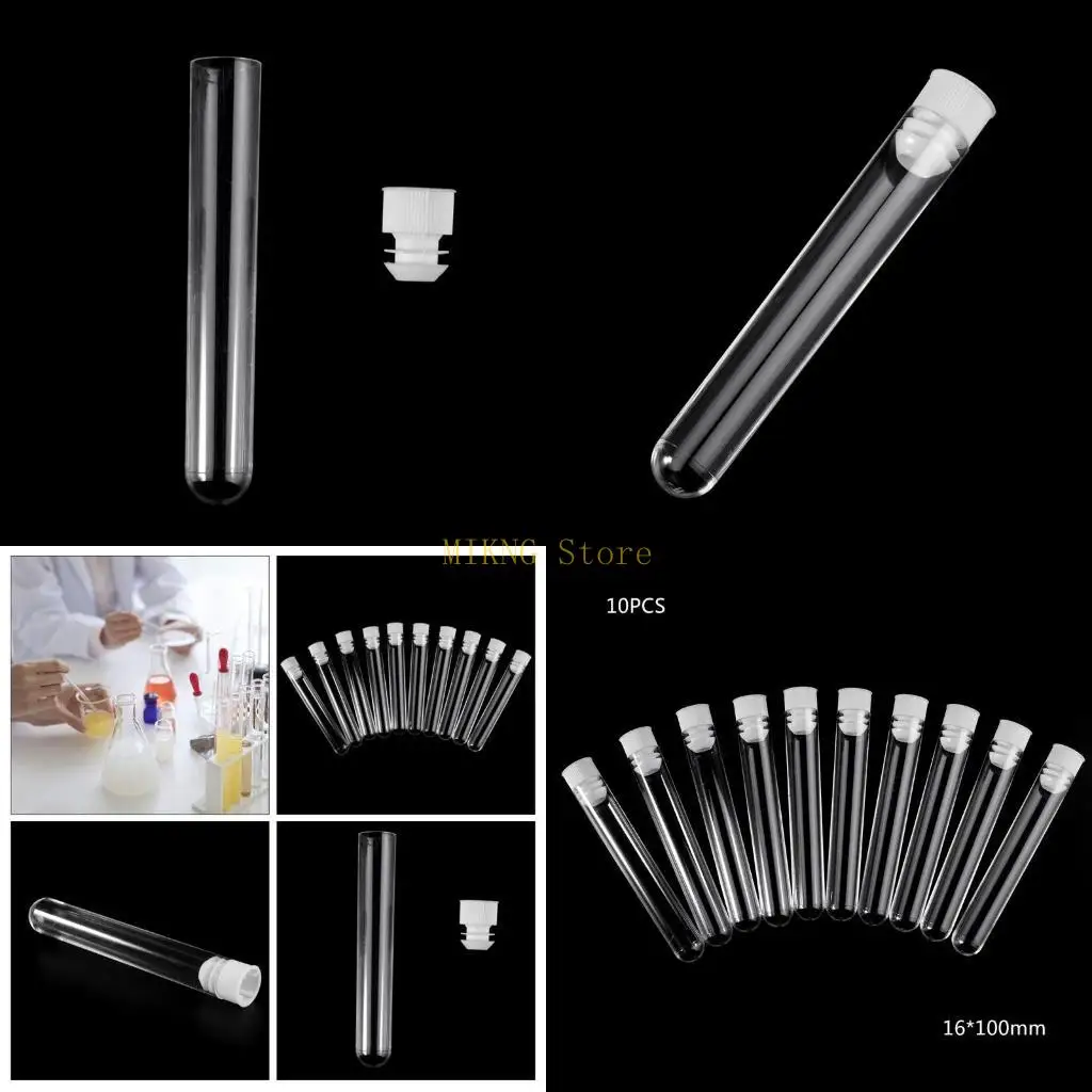 10 многофункциональных пластиковых прозрачных пробирок с крышками с круглым дном для школы, лучшая распродажа