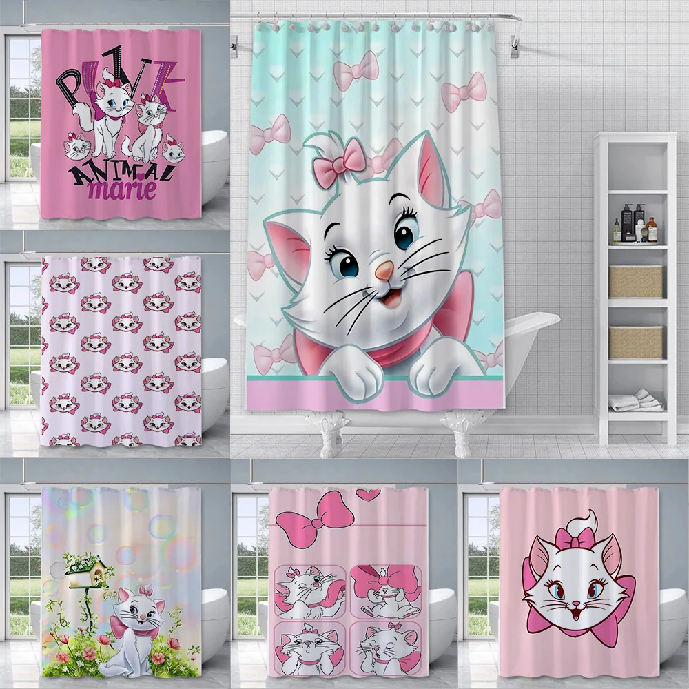 Shower Curtain Waterproof Polyester Fabric Paint Colorful Bath Disneys Marie Cat Curtains Home Bathroom Decor Curtain With Hook