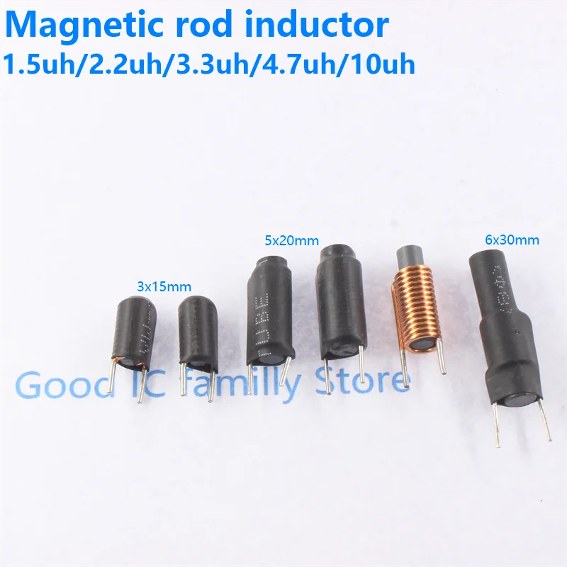 

5/2PCS Magnetic bar inductance 1.5UH 2.2UH 3UH 3.3UH 4.7UH 10UH plug-in High power R bar inductance filter coil high current
