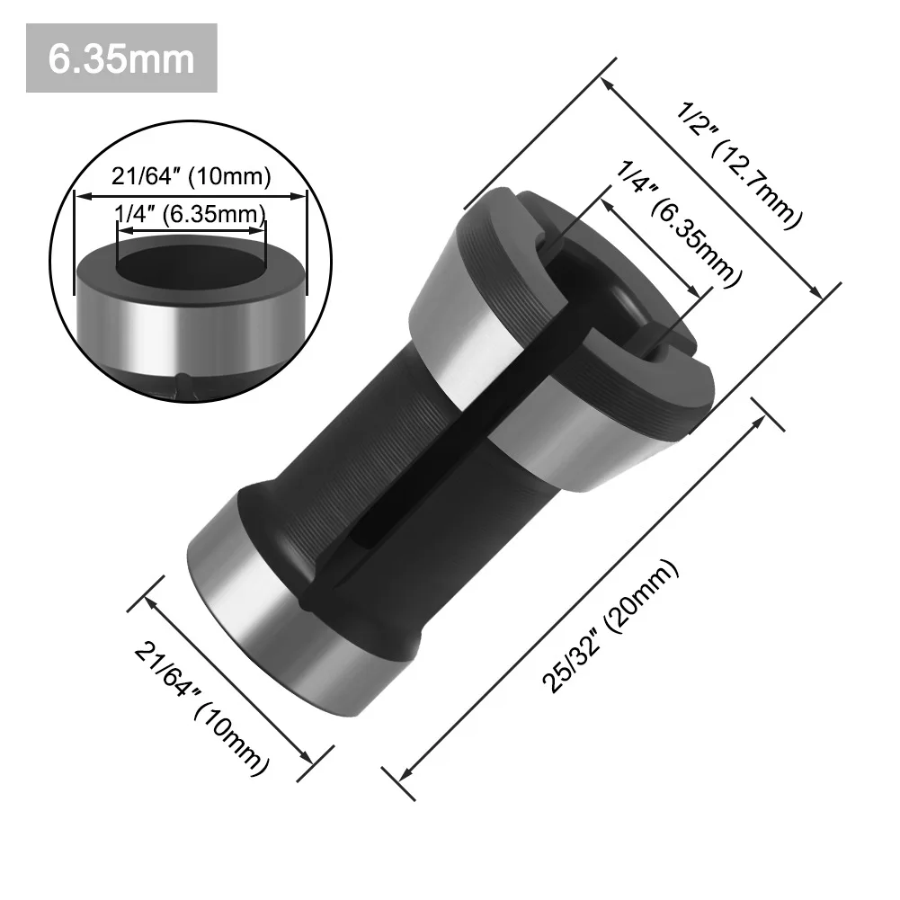 VACK 1/4 Inch High Precision Adapter Collet 6mm 8mm Shank Router Bits Wood Cutter Adapters Holder CNC Machining Accessories Tool