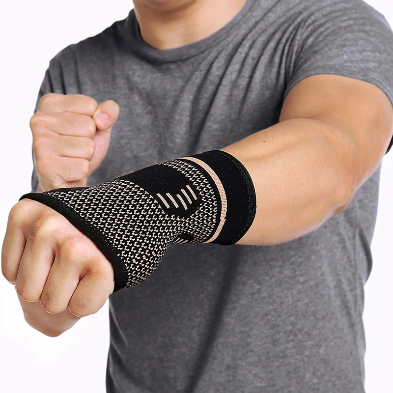 Copper Wrist Support Professional Wristband Sports Compression Gloves Wrist Guard Arthritis Gloves Elastic Palm Brace Sleeve