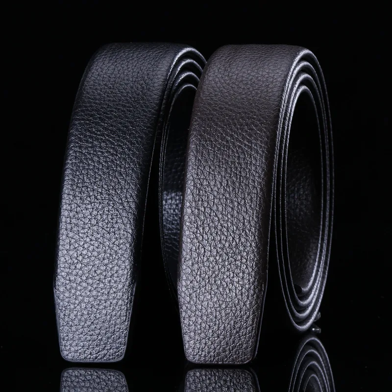 男性用フルグレインレザーベルト,デラックス本革,バックルなし,リボンストラップ,自動