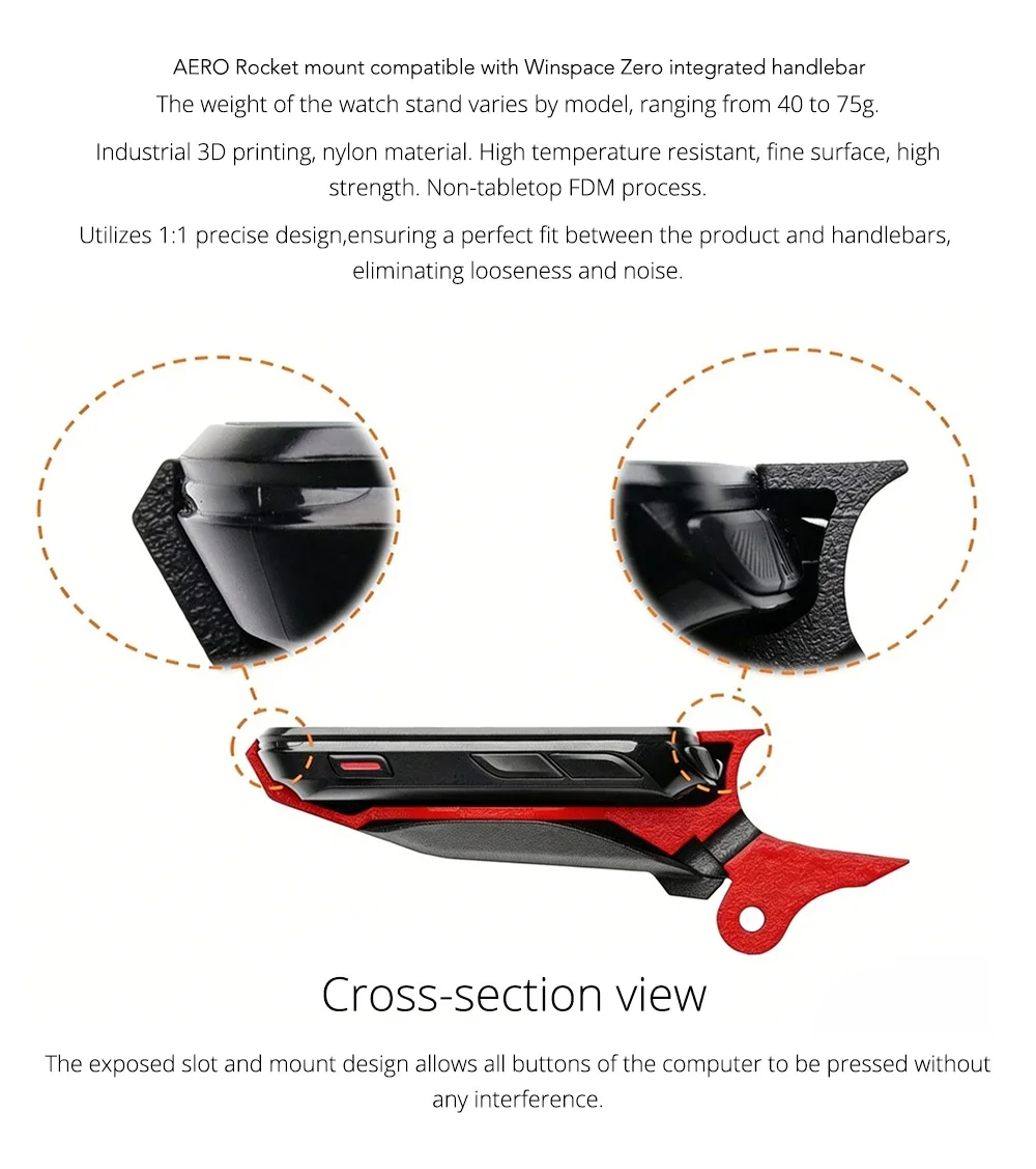 For Winspace Zero SL Rocket Mount Integration Aerodync Computer Mount 3D Printing Speedometer Bracket For Garmin Wahoo Bryton