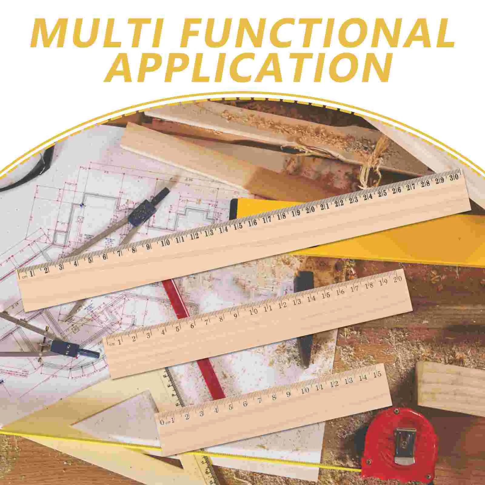 9 pçs régua de madeira medida suprimentos réguas retas em massa escritório medição métrica estética 3.3x3.0 3.4x3.0 madeira dura