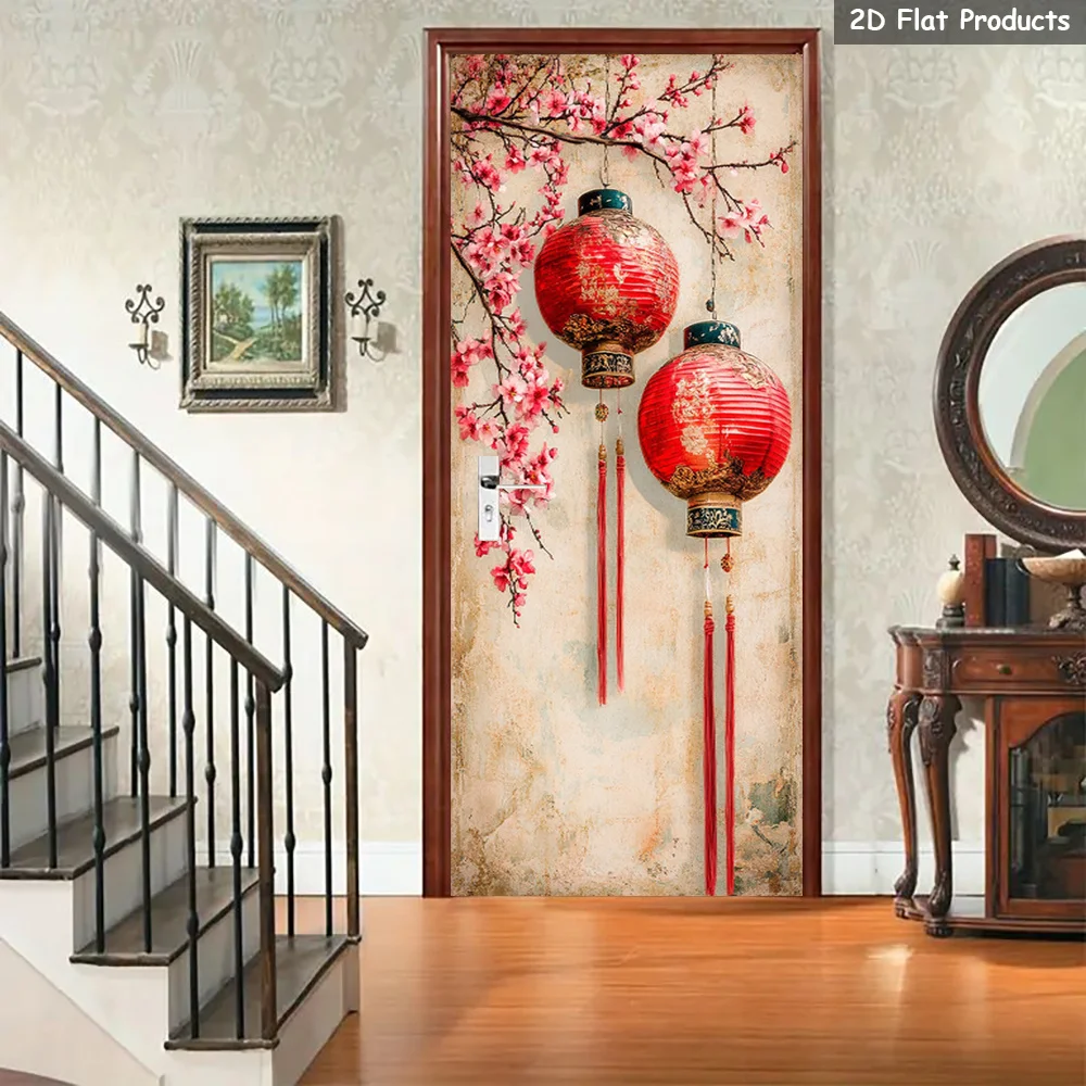 

Китайская красная занавеска-норен с узором «слива», традиционное праздничное искусство, льняная полупанель для декора гостиной, быстрая установка