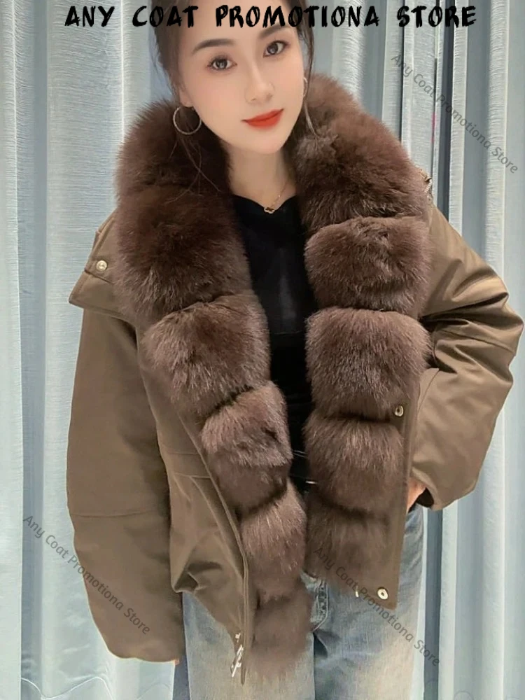 Women Elegant Down Jacket with Fur Detail Lightweight Cozy Warm Winter Coat Fashion Style Outerwear for Daily Cold Weather Wear