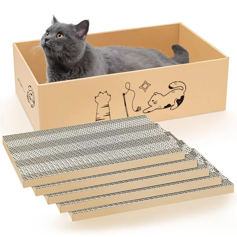 

Cat Scratcher Cardboard Box for Indoor Cats 5 Packs in 1 Cat Scratching Pad Cardboard Box for Indoor Cats and Kitten