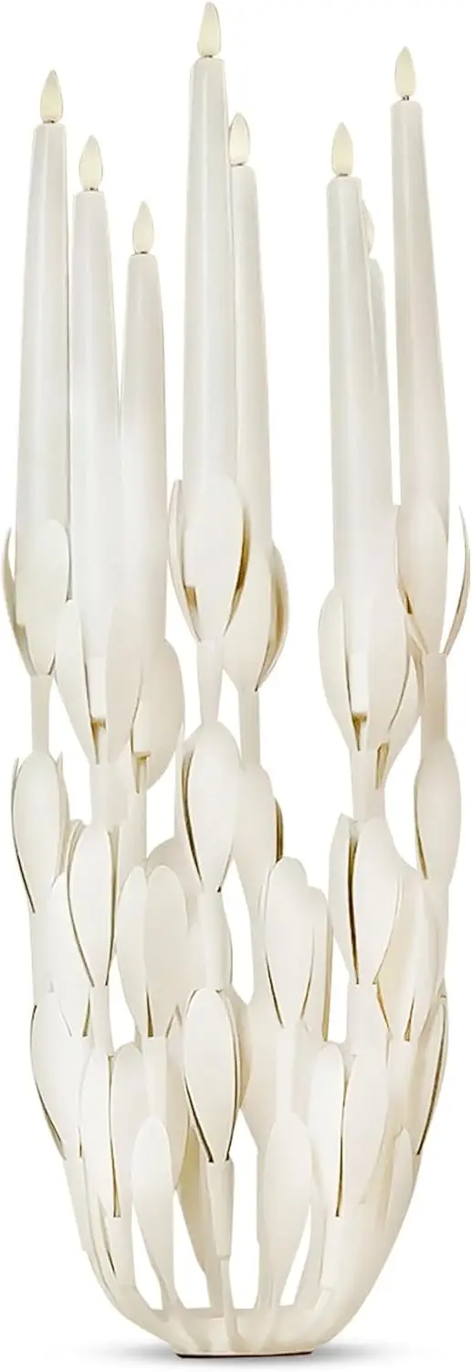 

Easter Candle Holder - Ivory Floral Candle Sti Holder Holds 8 Taper Candles For Coffee Table, Entryway, Dining Spring