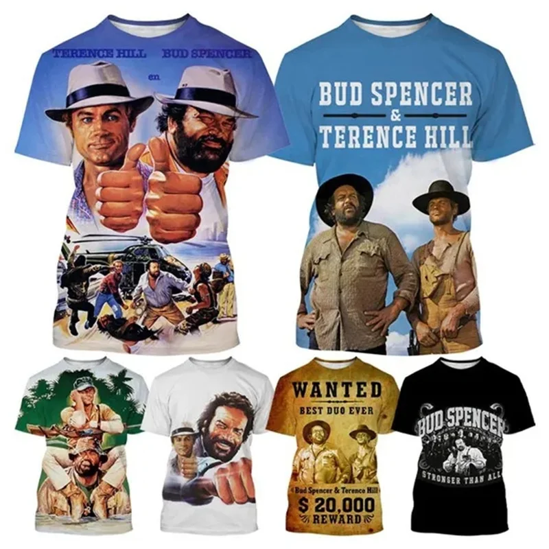 Hot Selling Movie Actors Terence Hill And Bud Spencer 3D Printed T-Shirt Men\'s Casual Short Sleeves Funny Cool Harajuku TShirts