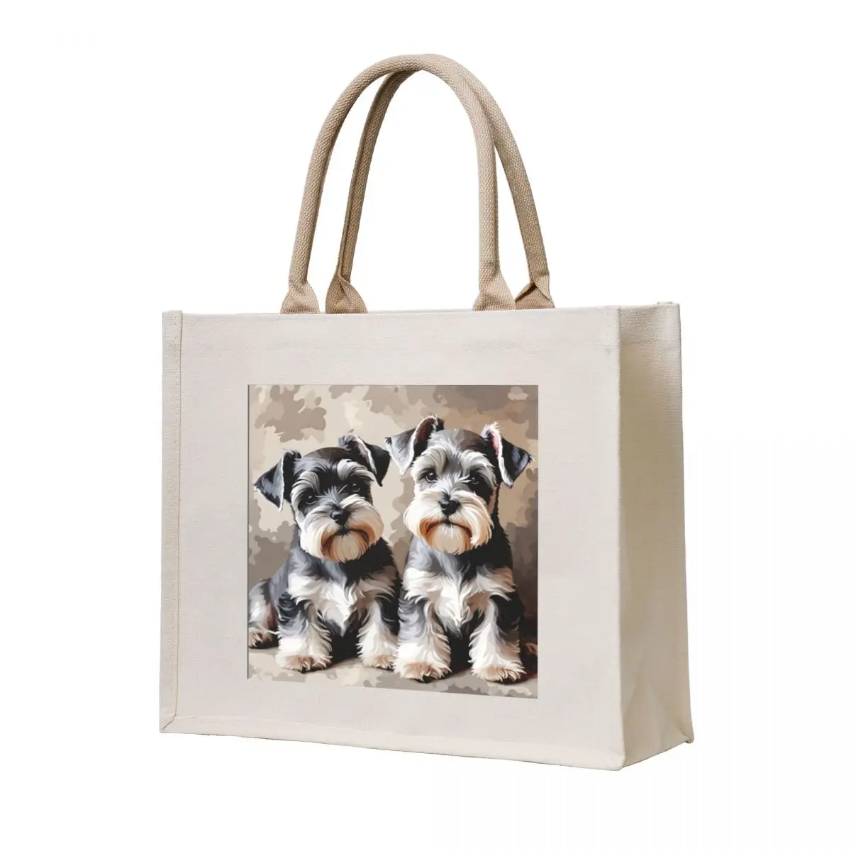

Mini Schnauzer Puppies Tote Bag Women's shopper reusable shopping bags custom bags