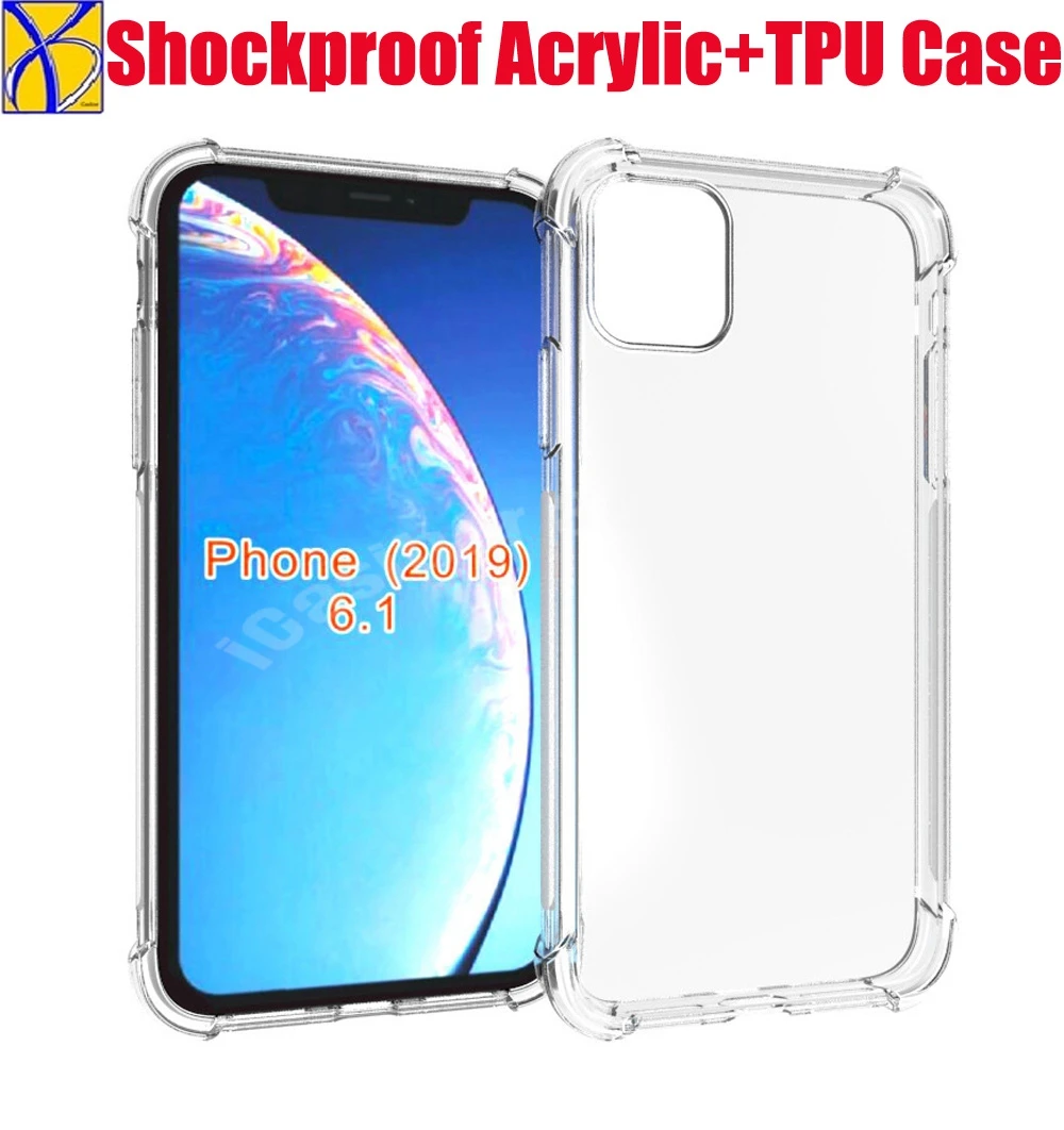 

100pcs Transparent Acrylic Silicone TPU Phone Case for iphone 13 12 11 Pro MAX Clear Cover for iphone X Xs XR 6 7 8 Plus Cases