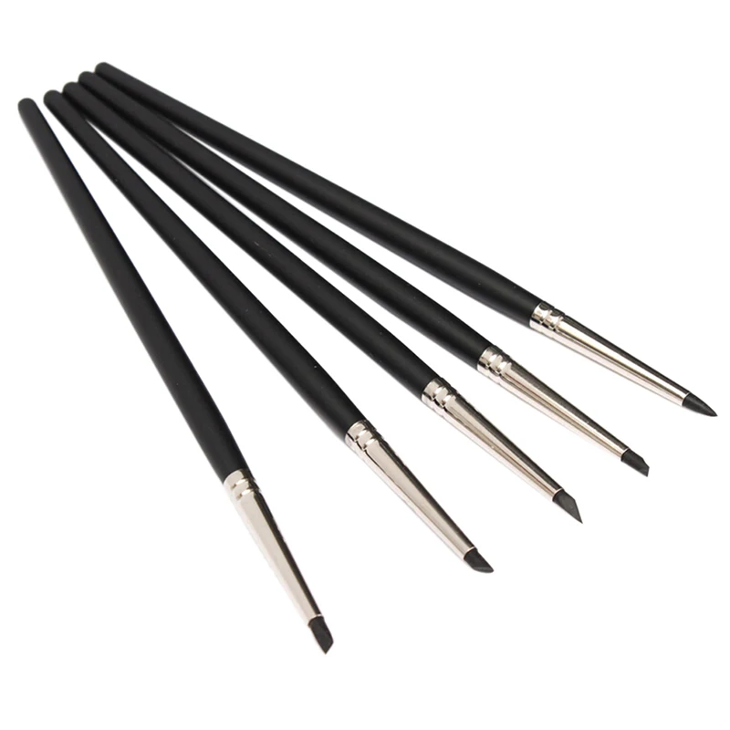 5Pcs/set Nail Art Pottery Clay Tools Carving Sculpture Sculpting Tools Cake Oils Engraving Rubber Craft Pen Brush Clay