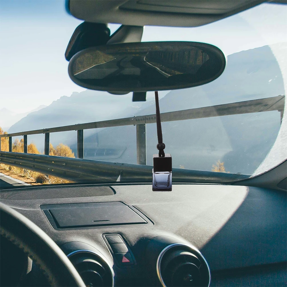 

4Pcs Car Scent Diffuser Hanging Bottle 8Ml Refillable Black Cap Glass for Car Air Freshener Aromatherapy Office Bedroom Use