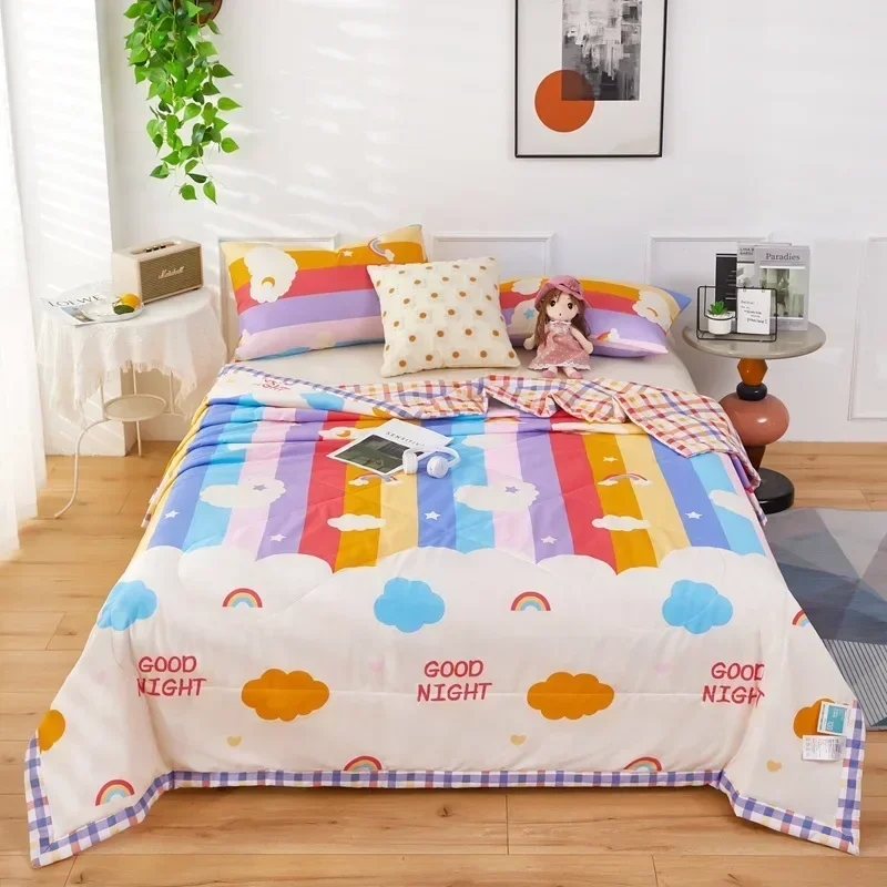 

Cartoon Spring Summer Double Quilts with Free Shipping Adult Child 100% Cotton Quilt Soft Comfortable Skin Friendly Comforter