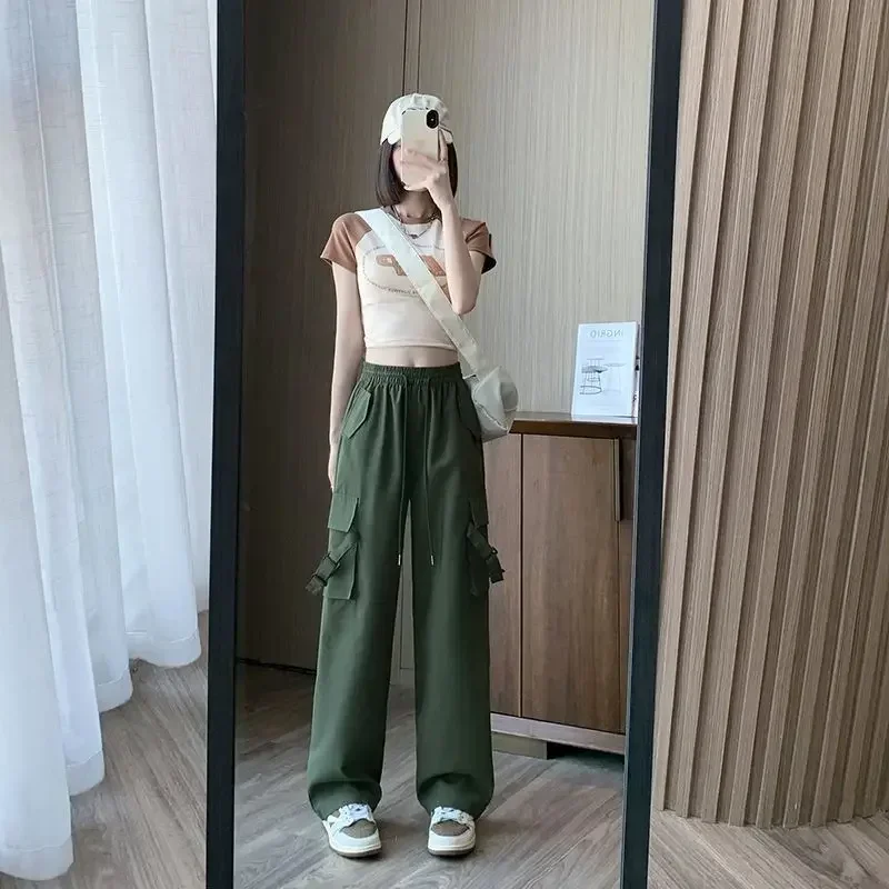 

Y2k Streetwear Women's Cargo Pants With Pockets Female Trousers High Quality Elastic One Size Casual Slacks Harajuku Aesthetic G