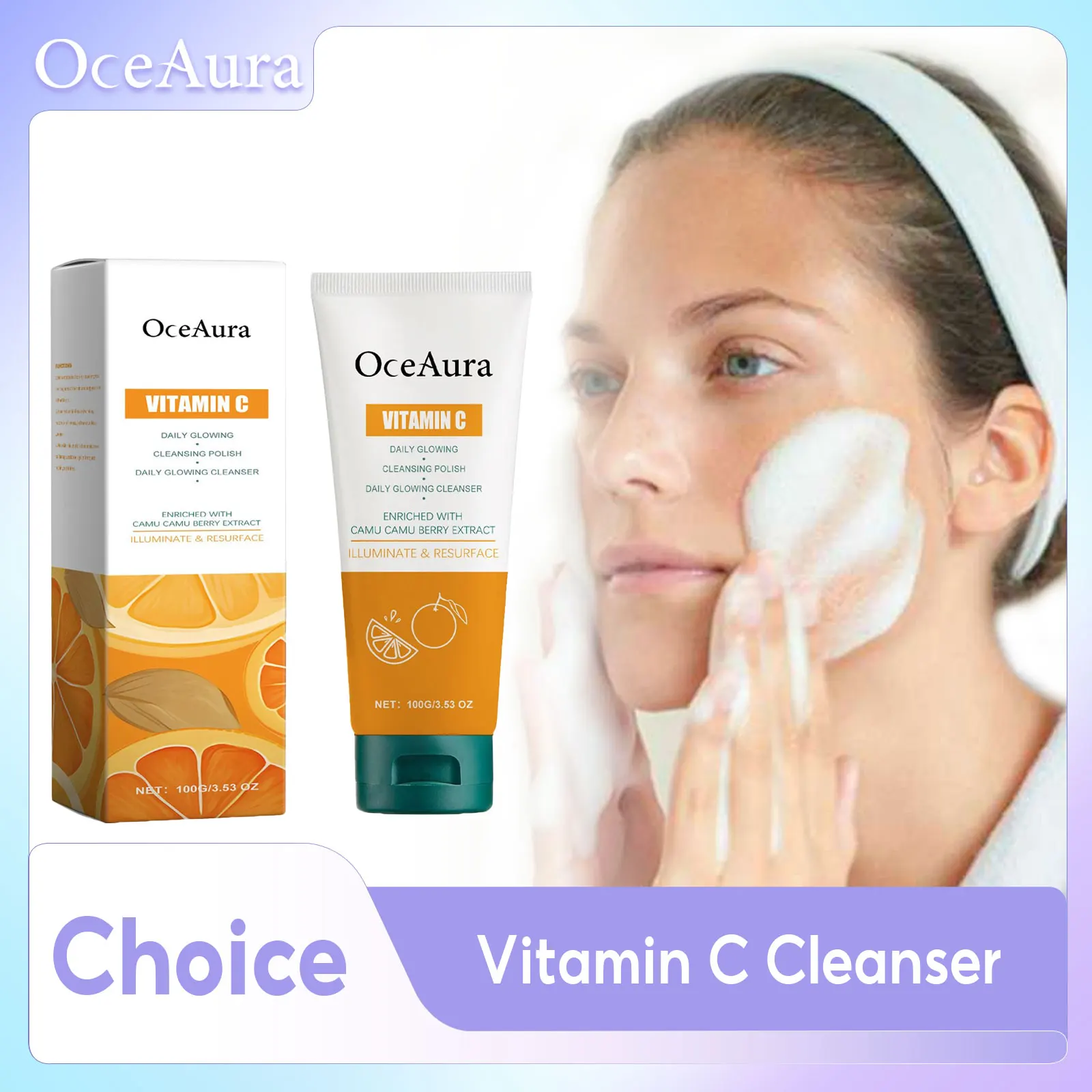 

Vitamin C Facial Cleanser Gentle Foam Face Washing Deeply Cleansing Oil Control Blackhead Remover Moisturizing Brighten Cleanser