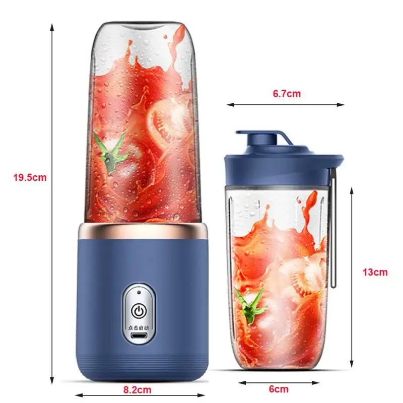 6 Blades Juicer Cup Portable Automatic Blender USB Charging Fruit Juice Cup Food Processor Ice Crusher Plastic Juicer Machine