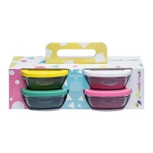 Pasabahce Pudding 96840 Storage Container Colorful 4'lü 310 cc