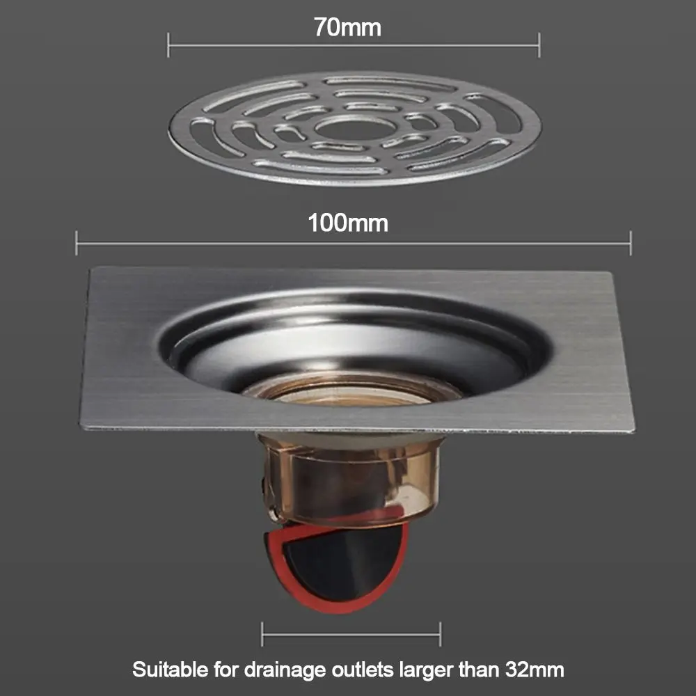 Square Bathroom Floor Drain Seal Stopper Anti Odor Drain Cover large outfall Insect Prevention Basin Drain Filter