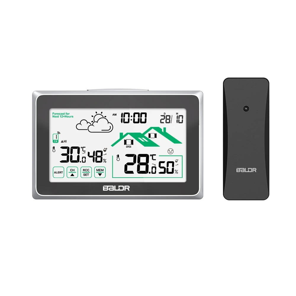 

Baldr Wireless Weather Station Trend Forecast Digital LCD DCF Alarm Clock Calendar Hygrometer Thermometer Sensor -40℃ Backlight