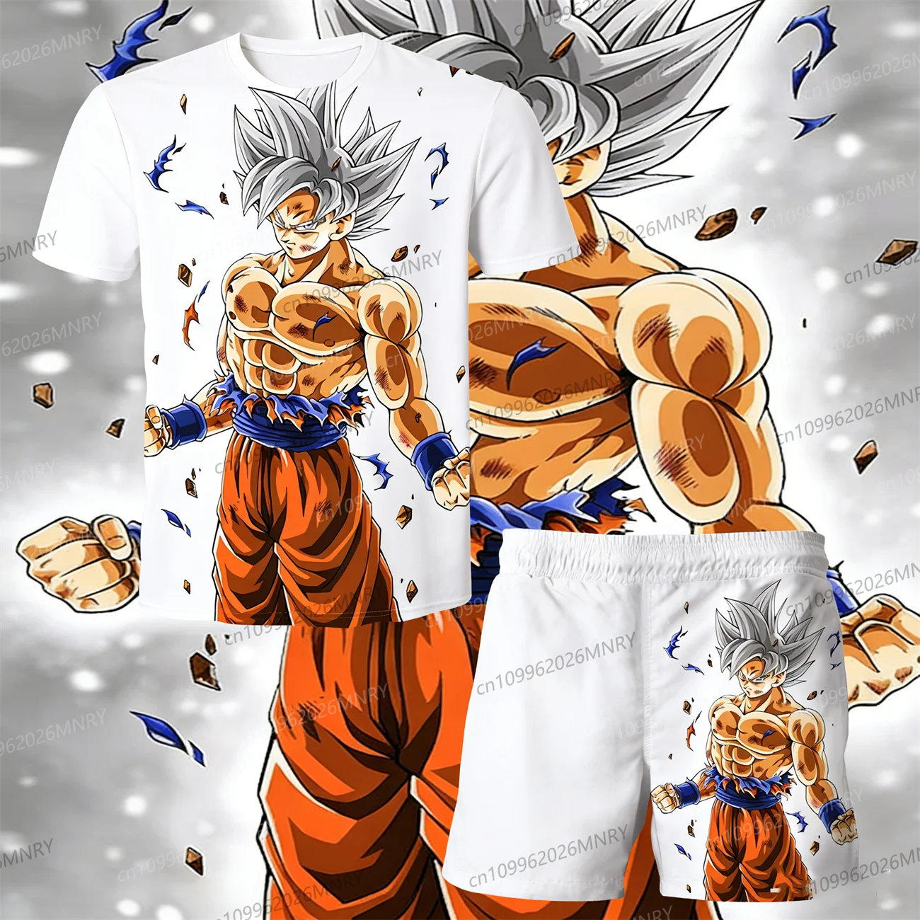 

Japanese cartoon Dragon Ball Z Man sets T-shirt shorts two-piece set Men's clothing men T-shirt+shorts beach pants children Set