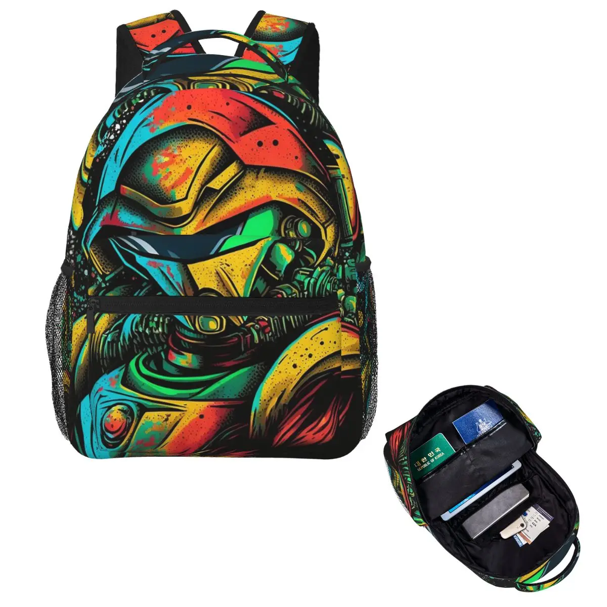 

Metroid Samus Aran Metroid Graffiti Stylized Design Backpack Hot Sale Large Capacity Boys Girls BookBag School Bag Shoulder Bags