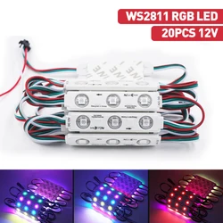 IP67 wodoodporny DC12V kolor marzeń RGB WS2811 SMD 5050 3Leds Moudle dekoracja reklamowa listwa LED 20 szt