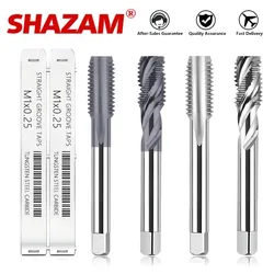 SHAZAM Tungsten Steel Carbide Machine Tap M3 M4 M5 M6 M8 M10 M12 M14 Nano-Coating Straight Groove/Spiral Taps CNC Tapping Toos