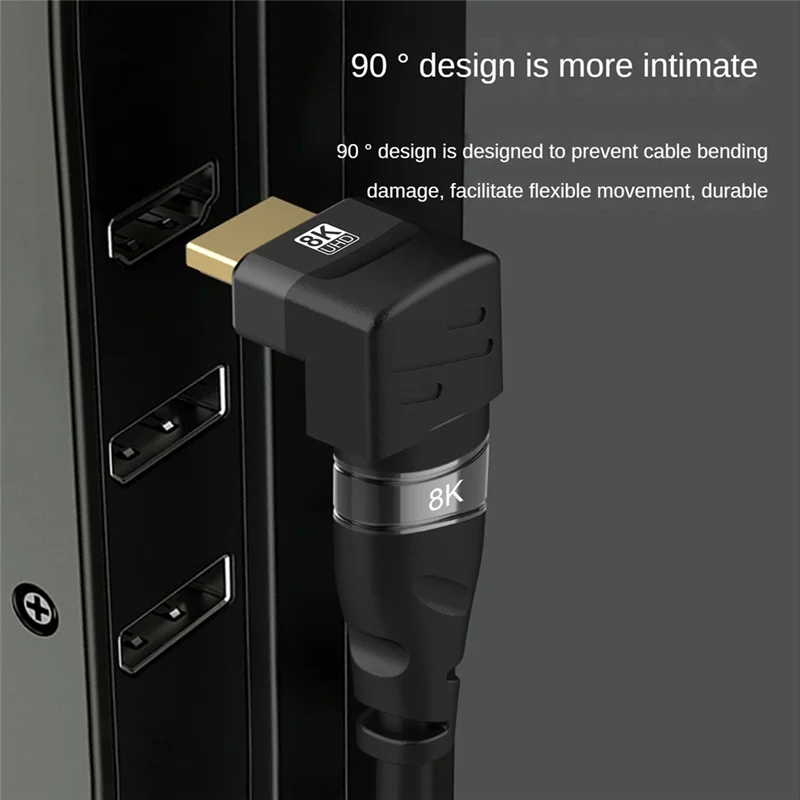 8K HDMI-Compatible 90 Degree Right-Angle Adapter HDMI-Compatible Male to Female Elbow Connector HD Extension Connector