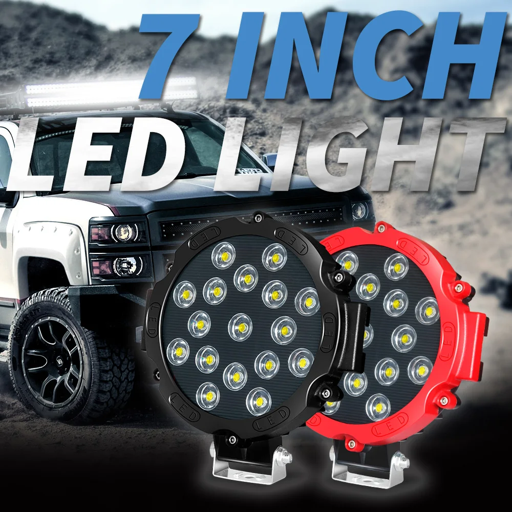 7 Inch LED Light Bar 51W Round Flood Beam Driving Lamp Headlight Fog Light For Off Road Truck Car ATV 4x4 Accessories 12V 24V