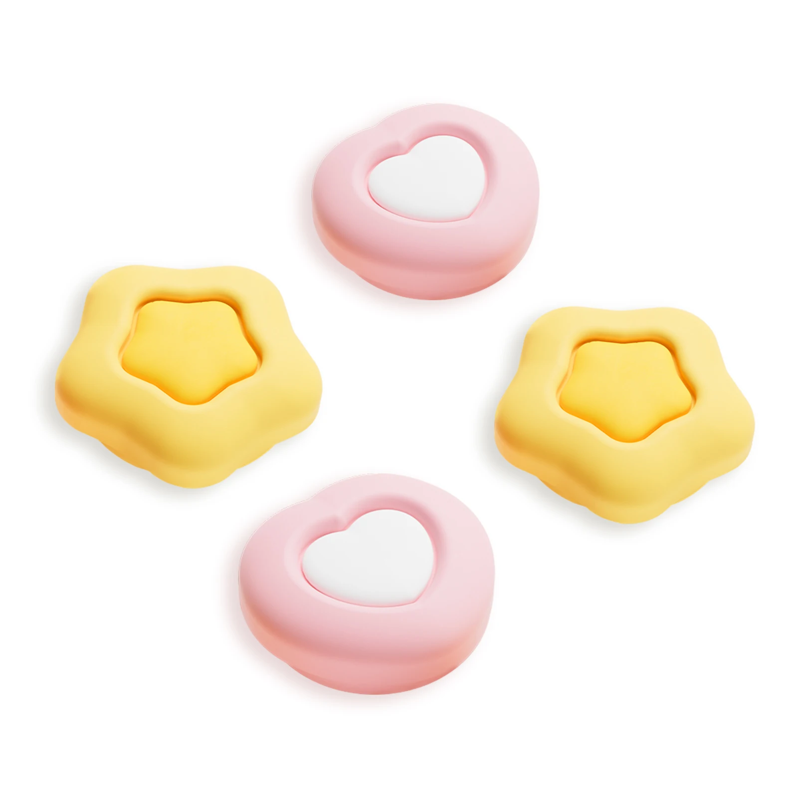 GeekShare 4pcs Thumb Grip Caps Compatible with Switch 2, Anti-Slip Silicone Thumb Grip Caps for Switch 2025,Cream Heart