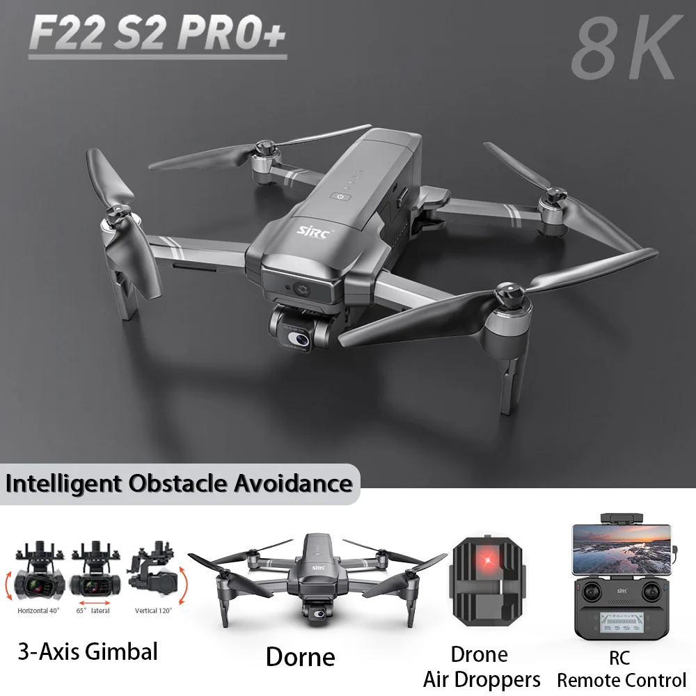 New F22 S2/F11S Professional Drone with Air Thrower RC Airplane 3-Axis Gimbal 6KM 5G FPV Wide Angle Obstacle Avoidance Quadcopte