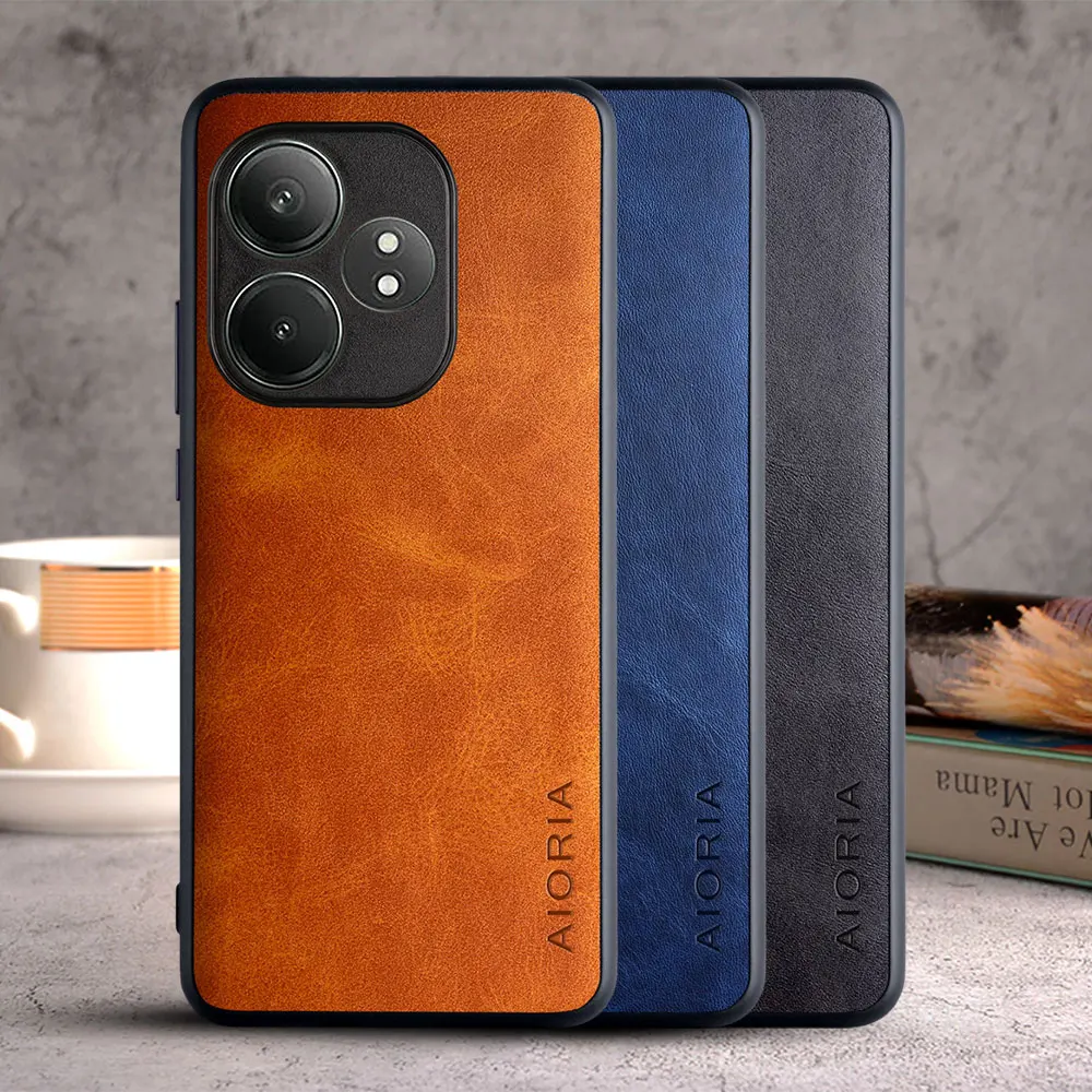 Case for Realme GT 6 6T 5G coque Luxury Vintage leather Skin cover funda for oppo realme gt 6 case capa