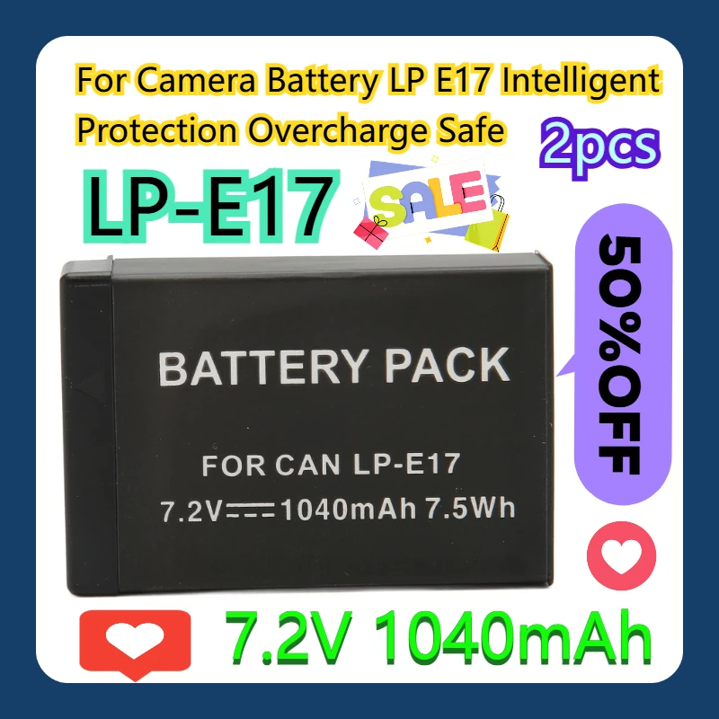 

For Camera Battery LP E17 Intelligent Protection Overcharge Safe 7.2V 1040mAh 2pcs