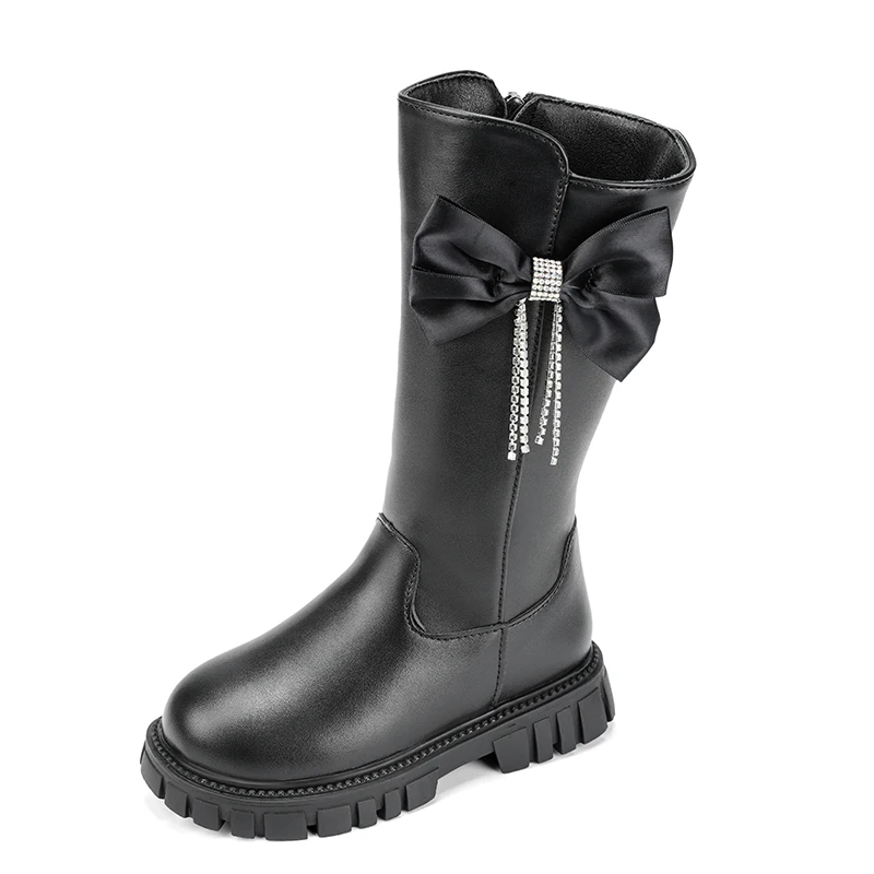 Girls Knee-High Dress Boots kid's Unlined Tall Princess Pageant Side Zipper Boots children's Stage & Recitals Dress Riding Boats