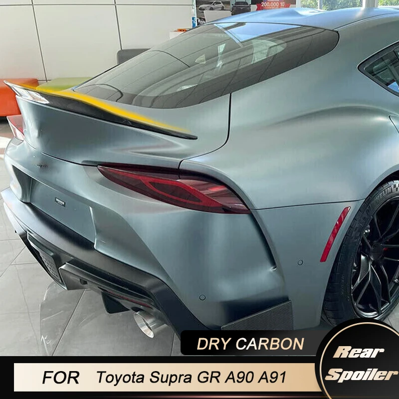 

Автомобильный задний спойлер багажника, крылья для Toyota Supra A90 A91 Coupe 2019-2024, гоночный задний спойлер, крышка багажника, утиное крыло, сухой карбон для губ